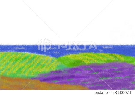 ちぎり絵風　海を臨む丘 53980071