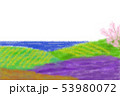 ちぎり絵風　海を臨む丘　桜 53980072