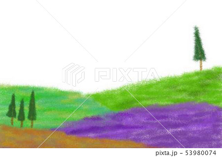 ちぎり絵風　丘 53980074
