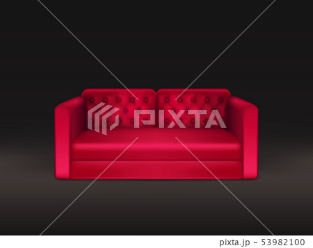 Classic sofa of red leather realistic vector Classic sofa of red leather realistic vector 53982100