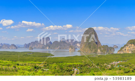 Beautiful Phang-Nga bay scenery from Samet Nangshe Beautiful Phang-Nga bay scenery from Samet Nangshe 53983189