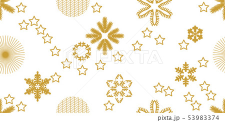 Golden snowflakes and stars. 53983374