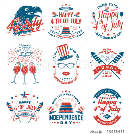 Set of Vintage 4th of july design. Fourth of July felicitation classic postcard. Independence day Set of Vintage 4th of july design. Fourth of July felicitation classic postcard. Independence day 53983453