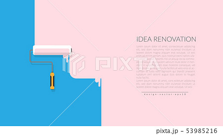 vector of paint roller painting pink color on blue vector of paint roller painting pink color on blue 53985216