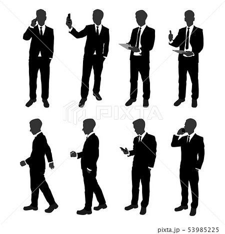 Vector Set Of Stand Businessman Silhouette のイラスト素材