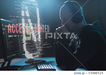 hacker with access denied messages on computer 53986525