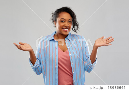 clueless african american woman shrugging clueless african american woman shrugging 53986645