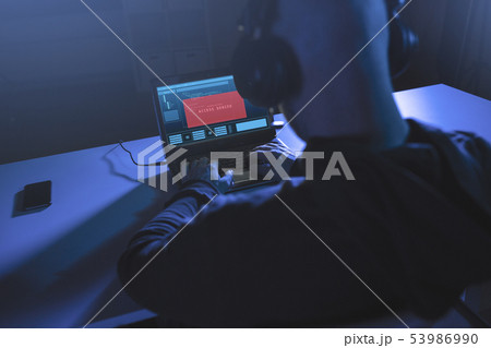 hacker with access denied message on laptop hacker with access denied message on laptop 53986990