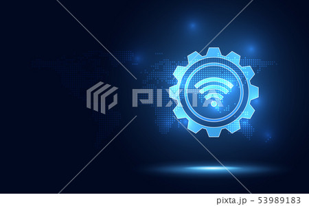 Futuristic blue wireless connection abstract Futuristic blue wireless connection abstract 53989183