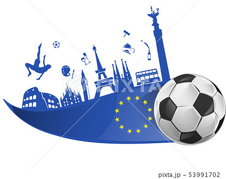 european flag with soccer ball and monument symbol 53991702