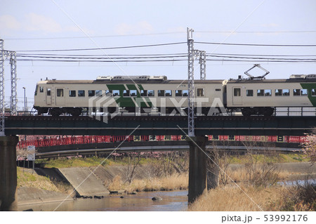 春の河津川を渡る、特急踊り子 53992176