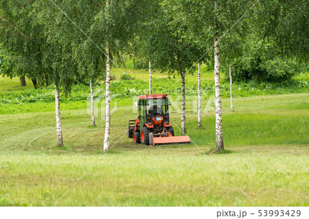 Tractor mowing lawn 53993429