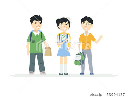 Chinese School Children - cartoon people characters illustration 53994127
