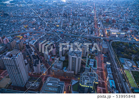《大阪府》大阪都市夜景・トワイライト 53995848
