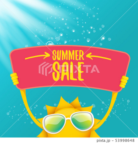 vector summer happy sun holding sale offer sign vector summer happy sun holding sale offer sign 53998648