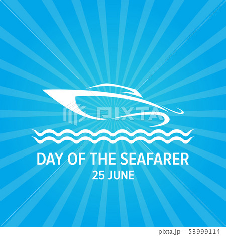 Day of the seafarer 25 june. Vector slhouette of yach or boat 53999114