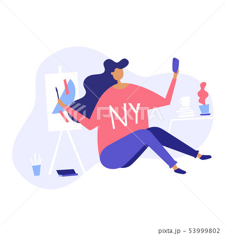 Flat Drawing Girl Illustration Flat Drawing Girl Illustration 53999802