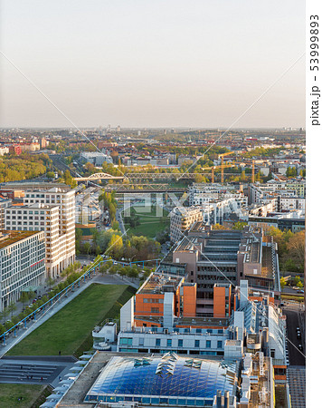 Berlin evening aerial cityscape, Germany. 53999893