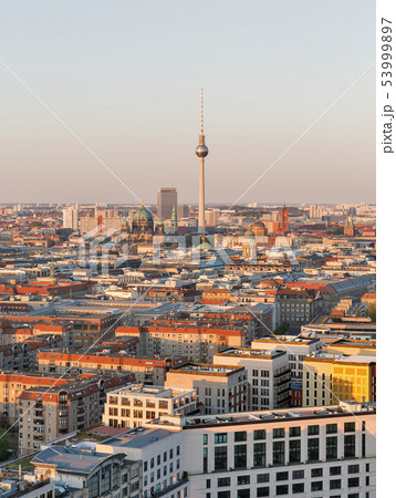 Berlin evening aerial cityscape, Germany. Berlin evening aerial cityscape, Germany. 53999897