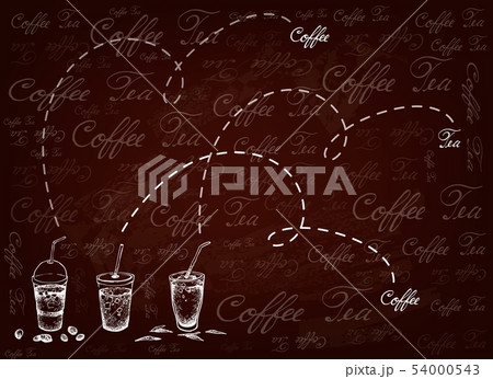 Hand Drawn Background of Iced Coffee and Tea 54000543