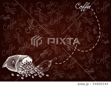 Hand Drawn Background of Coffee Beans in A Sack 54000544