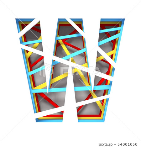 Colorful Paper Cut Out Font Letter W 3dのイラスト素材