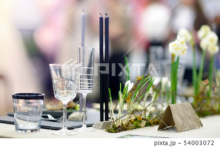 Table set for an event party or wedding reception Table set for an event party or wedding reception 54003072