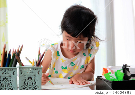 絵を描く女の子 絵を描く女の子 54004395