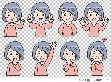 Elderly woman set illustration Elderly woman set illustration 54005993