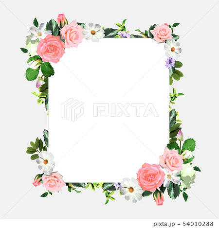 花 バラのコラージュフレーム テンプレート 背景素材 文字スペース のイラスト素材