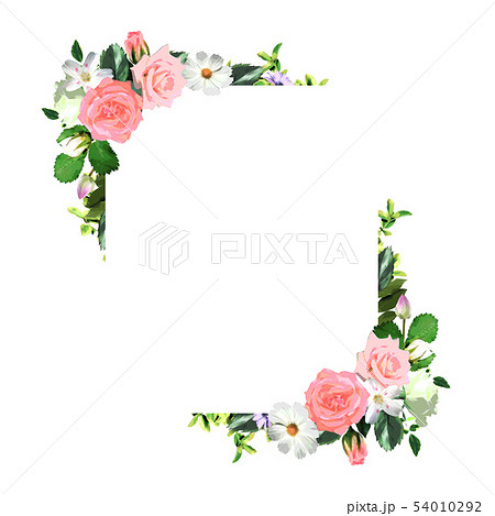 花 バラのコラージュフレーム テンプレート 背景素材 文字スペース のイラスト素材