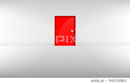 Red door on light grey background with leading 54010962