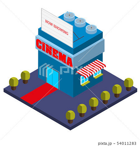 Isometric dard blue cinema theater with billboard 54011283