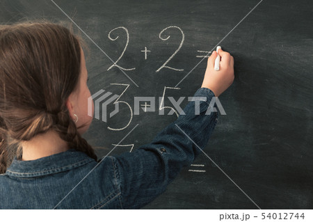 primary school education girl do math chalkboard primary school education girl do math chalkboard 54012744