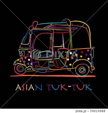 Tuktuk, motorbike asian taxi. Sketch for your design 54014988