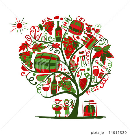 Wine tree, sketch for your design 54015320