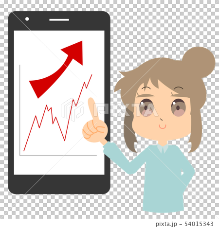 Woman who is glad that stock prices go up 54015343