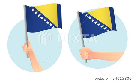 Bosnia and Herzegovina flag in hand icon 54015806