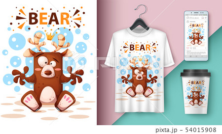 Cartoon bear - mockup for your idea. Cartoon bear - mockup for your idea. 54015908
