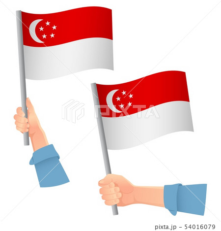 Singapore flag in hand icon 54016079
