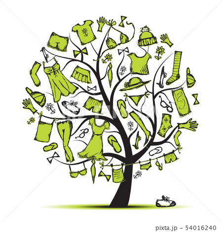 Wardrobe, clothes on tree for your design Wardrobe, clothes on tree for your design 54016240