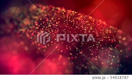 cloud of multicolored particles in the air like sparkles on a dark background with depth of field 54018787