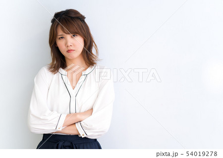 怒る女性の写真素材