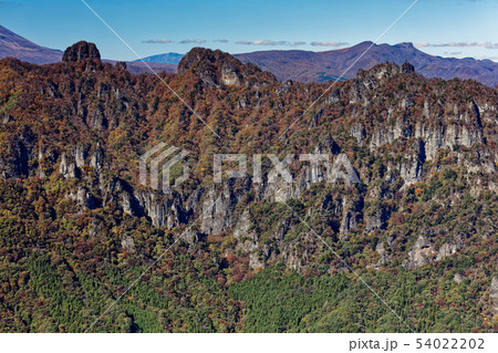 妙義山・茨尾根のピークから見る裏妙義の岩峰と鼻曲山 54022202