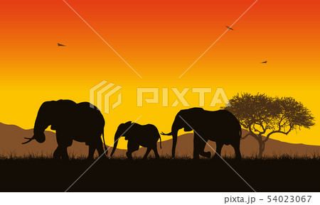 Realistic illustration of African landscape with 54023067