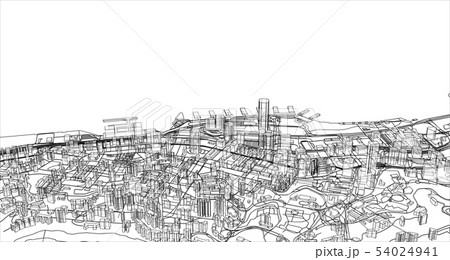Outline city concept. Wire-frame style 54024941