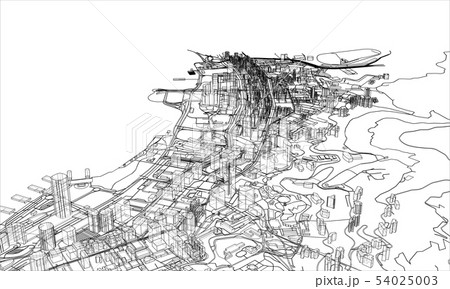 Outline city concept. Wire-frame style 54025003