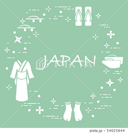Traditional japanese clothing, shoes and shurikens Traditional japanese clothing, shoes and shurikens 54025644