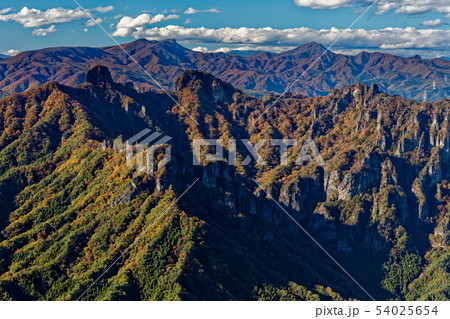妙義山・中ノ岳から見る裏妙義と鼻曲山方面の山並み 妙義山・中ノ岳から見る裏妙義と鼻曲山方面の山並み 54025654