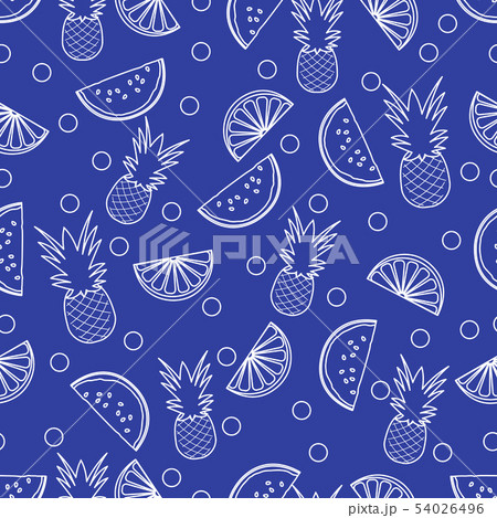 Seamless pattern with pineapple orange, watermelon 54026496